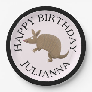 Gepersonaliseerde leuke armadillo happy birthday c papieren bordje