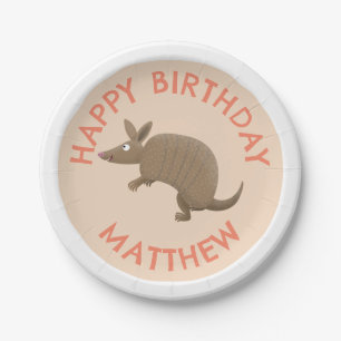Gepersonaliseerde leuke armadillo happy birthday c papieren bordje