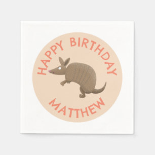 Gepersonaliseerde leuke armadillo happy birthday c servet