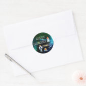 Gepersonaliseerde leuke astronaut collage ronde sticker (Envelop)