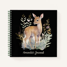 Gepersonaliseerde Leuke Baby Herten in Natuur Notitieboek
