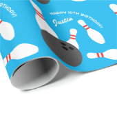 Gepersonaliseerde leuke bowling Verjaardagsfeest t Cadeaupapier (Rol Hoek)