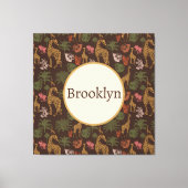 Gepersonaliseerde Leuke Bruine Safari Giraffe Bloe Canvas Afdruk (Voorkant)