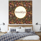 Gepersonaliseerde Leuke Bruine Safari Giraffe Bloe Canvas Afdruk (Insitu (Slaapkamer))