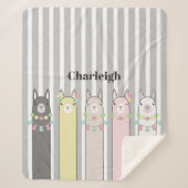 Gepersonaliseerde Leuke Dier Kleurrijke Lamas Kind Sherpa Deken (Voorkant)