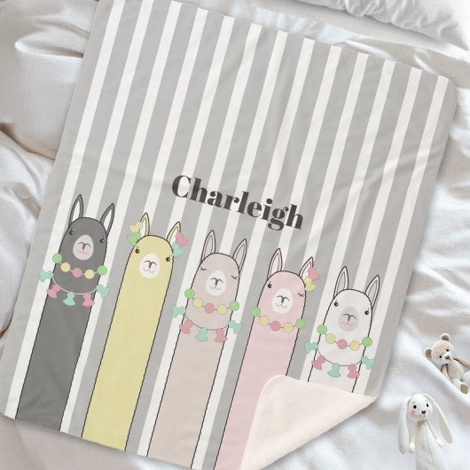 Gepersonaliseerde Leuke Dier Kleurrijke Lamas Kind Sherpa Deken