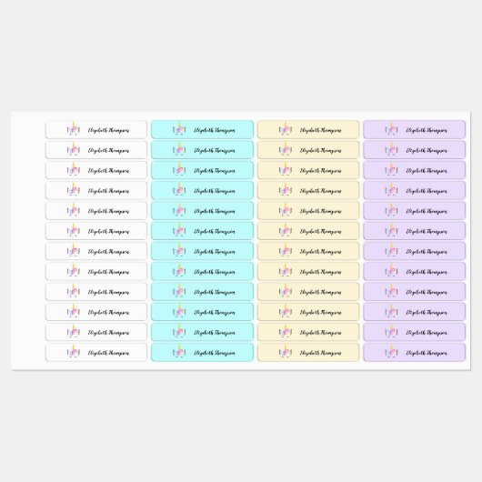 Gepersonaliseerde Leuke Eenhoorn Kinder school Labels (Vel)