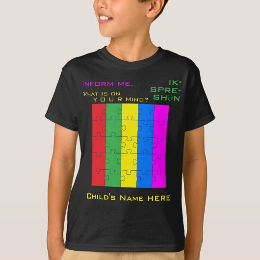 Gepersonaliseerde Leuke en Kleurrijke Autisme Expr T-shirt (Voorkant)