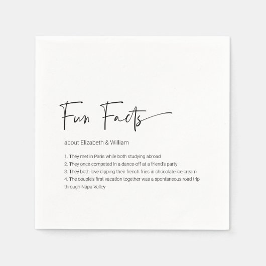 Gepersonaliseerde Leuke Feiten Bruiloft Cocktail s Servet (Voorkant)