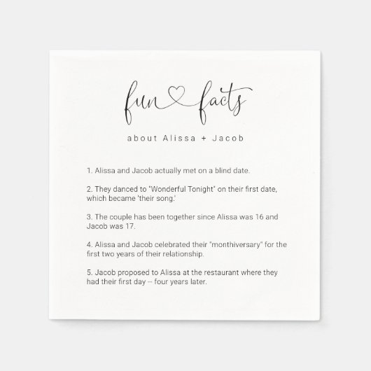Gepersonaliseerde leuke feiten over het paar serve servet (Voorkant)