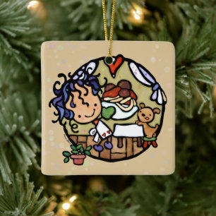 Gepersonaliseerde Leuke Italiaanse Koken Spaghetti Keramisch Ornament