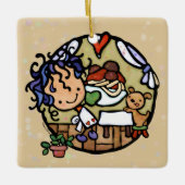 Gepersonaliseerde Leuke Italiaanse Koken Spaghetti Keramisch Ornament (Voorkant)