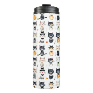 Gepersonaliseerde Leuke Kat geïllustreerde Tumbler Thermosbeker