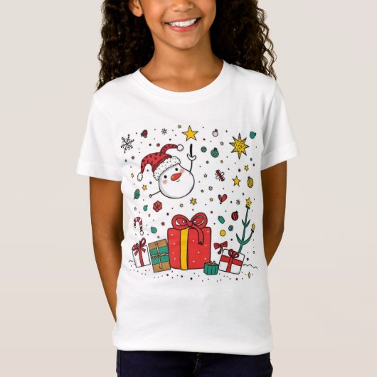 Gepersonaliseerde Leuke Kerst t-shirt voor kindere (Voorkant)