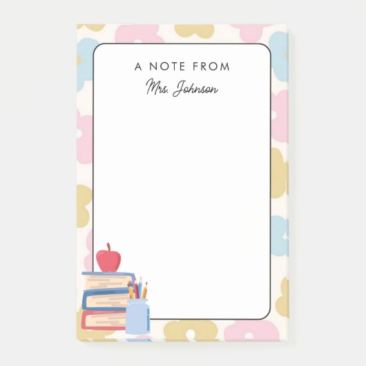 Gepersonaliseerde Leuke kleurrijke Leraar Terug na Post-it® Notes (Voorkant)