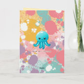 Gepersonaliseerde Leuke, Kleurrijke Pelican Verjaa Bedankkaart (Achterkant)