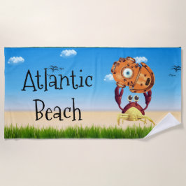 Gepersonaliseerde Leuke Krab Holding Duikhelm Strandlaken