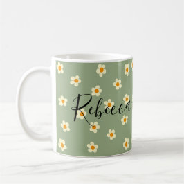Gepersonaliseerde Leuke Moderne Daisy Patroon Groe Koffiemok