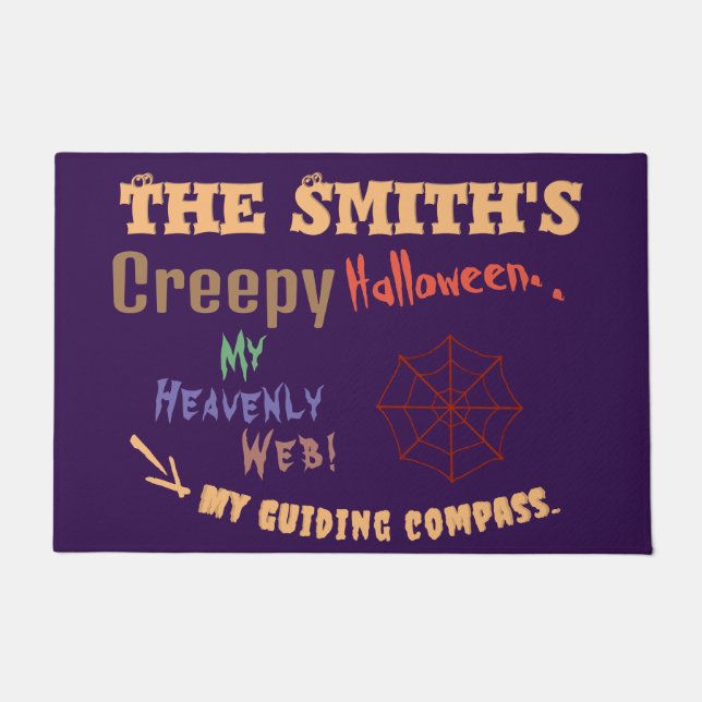 Gepersonaliseerde Leuke Paarse Halloween Spider We Deurmat (Voorkant)