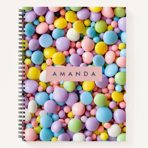 Gepersonaliseerde Leuke Pastelkleurige Snoep Pop Notitieboek