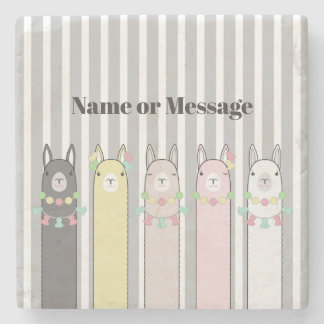 Gepersonaliseerde Leuke Retro Kleurrijke Lama's Me Stenen Onderzetter