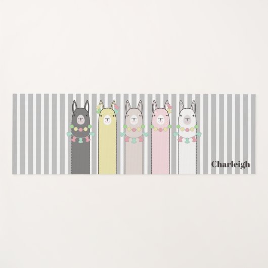 Gepersonaliseerde Leuke Retro Kleurrijke Lama's Me Yogamat (Voorkant (horizontaal))