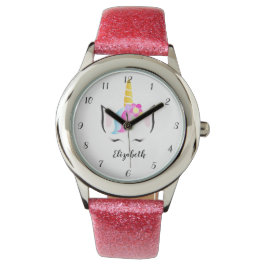 Gepersonaliseerde leuke unicorn illustratie genumm horloge