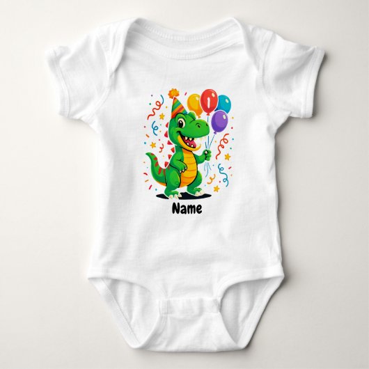 Gepersonaliseerde Leuke Verjaardag Dino Kinder Romper (Voorkant)