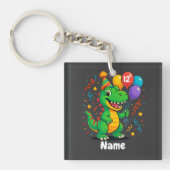 Gepersonaliseerde Leuke Verjaardag Dino Kinder Sleutelhanger (voorkant)