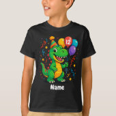 Gepersonaliseerde Leuke Verjaardag Dino Kinder T-shirt (Voorkant)