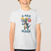 Gepersonaliseerde Leuke Verjaardag Dinosaurus T-sh Tri-Blend Shirt (Voorkant)