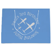 Gepersonaliseerde Leuke Vliegtuigen op Blauw, Hoog Groot Cadeauzakje (Voorkant)