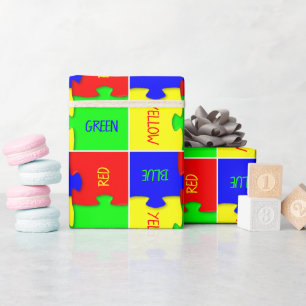 Gepersonaliseerde Levendig Gekleurde Jigsaw Puzzel Cadeaupapier