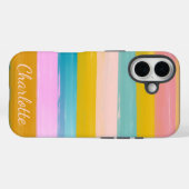 Gepersonaliseerde levendige pastel gestreepte pens Case-Mate iPhone case (Achterkant (horizontaal))