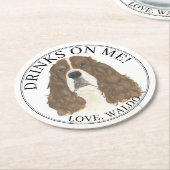 Gepersonaliseerde Lever Witte Engelse Springer Spa Ronde Kartonnen Onderzetter (Gebogen)