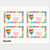Gepersonaliseerde LGBT Rainbow Heart Rechthoekige Sticker (Vel)