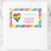 Gepersonaliseerde LGBT Rainbow Heart Rechthoekige Sticker (Tas)