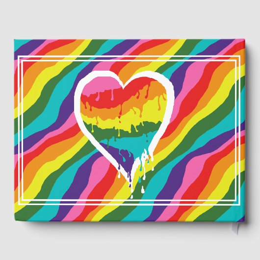 Gepersonaliseerde LGBT Rainbow Heart Wedding Gastenboek (Achterkant)