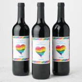 Gepersonaliseerde LGBT Rainbow Heart Wijn Etiket (Flessen)