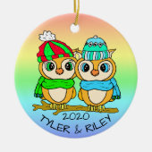 Gepersonaliseerde LGBT-Tortelduifjes - Kerstmis Keramisch Ornament (Voorkant)
