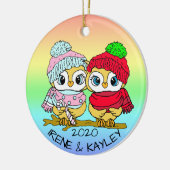 Gepersonaliseerde LGBT-Tortelduifjes - Kerstmis Keramisch Ornament (Links)