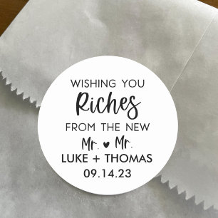 Gepersonaliseerde LGBTQ Bruiloft Loterij Ticket Fa Ronde Sticker