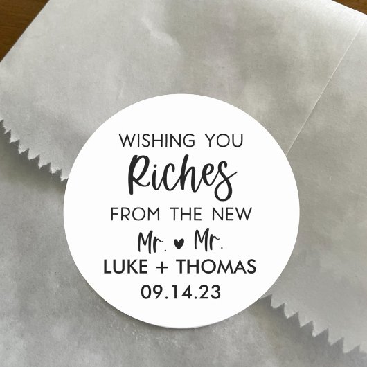 Gepersonaliseerde LGBTQ Bruiloft Loterij Ticket Fa Ronde Sticker