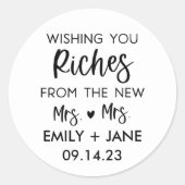 Gepersonaliseerde LGBTQ Bruiloft Loterij Ticket Fa Ronde Sticker (Voorkant)