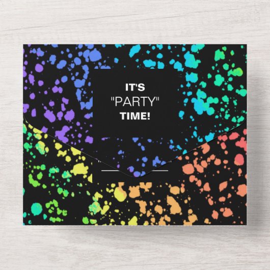 Gepersonaliseerde LGBTQ digitale moderne zwarte br All In One Uitnodiging (Achterkant)