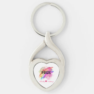 Gepersonaliseerde LGBTQ Pride Rainbow Color Hartsl Sleutelhanger