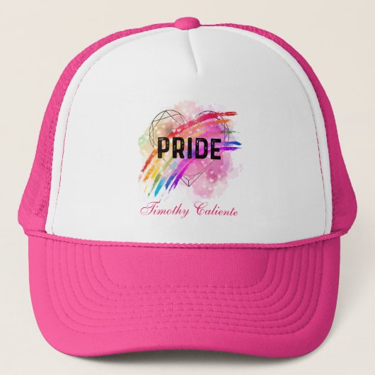Gepersonaliseerde LGBTQ Pride Rainbow Color Heart  Trucker Pet (Voorkant)