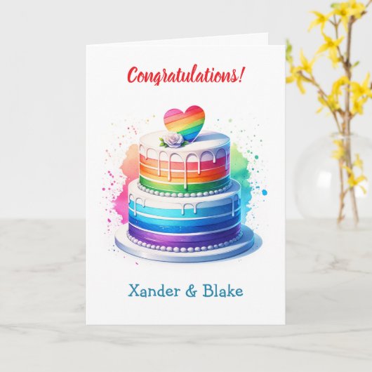 Gepersonaliseerde LGBTQIA + Congrats op uw bruilof Kaart (Gele Bloem)