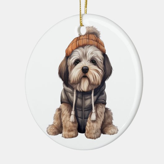 Gepersonaliseerde Lhasa Apso hond Keramisch Ornament (Links)