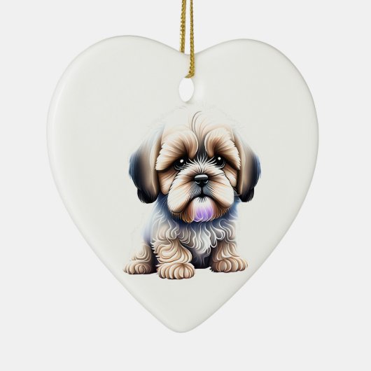 Gepersonaliseerde Lhasa Apso Puppy Keramisch Ornament (Rechts)